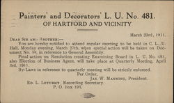 Painters' And Decorators' L.U. No. 481 Postcard