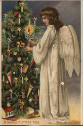 A Glad Christmas-Time Angels Postcard Postcard