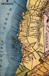 Map of California Coast Postcard