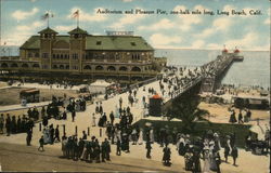 Auditorium and Pleasure Pier, one-half mile long Long Beach, CA Postcard Postcard Postcard