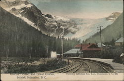 Glacier House and Great Glacier, Selkirk Mountains British Columbia Canada Postcard Postcard Postcard