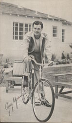 Gig Young on Bicycle Actors Postcard Postcard Postcard