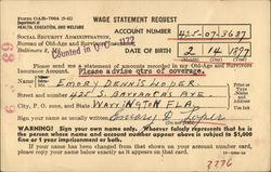 Wage Statement Request - Social Security Postal Cards & Correspondence Postcard Postcard Postcard