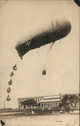 Dirigible Above Large Building Airships Postcard Postcard Postcard