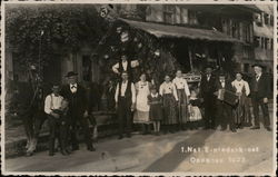 Group of Townspeople with Nazi Flags Nazi Germany Postcard Postcard Postcard