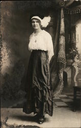 Woman in Black Dress, White Blouse Postcard