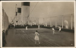 Tennis on a Steam Ship Transportation Postcard Postcard Postcard