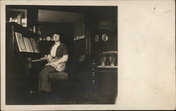 Woman at Piano Postcard