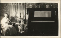 Mother and Child With Dog, Piano Postcard