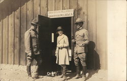 Mary Pickford and Soldiers Pose at the Mess Hall Postcard