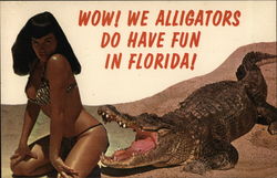 Bettie Page Wow! We Alligators Do Have Fun in Florida? Postcard