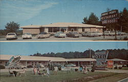 Bright Leaf Motel and Robert Perry Restaurant Postcard