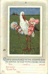 Cupid whispered in the stork's ear Postcard