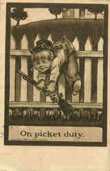 On Picket Duty Children Postcard Postcard