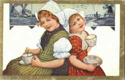 Dutch Children Having Tea Coffee & Tea Postcard Postcard