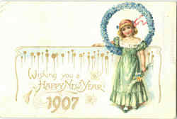 Wish You A Happy New Year 1907 Postcard