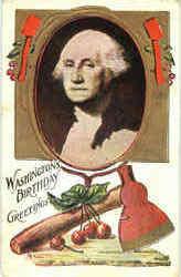 Washingtons Birthday Greetings Postcard