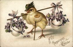 All Happiness for Easter With Chicks Postcard Postcard