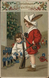 Christmas Greetings Children Postcard Postcard