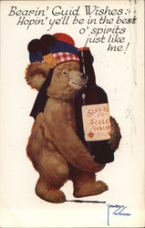 Bear Holding a bottle of Whiskey Postcard