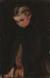 Little Girl in Black Cloak Children Postcard Postcard