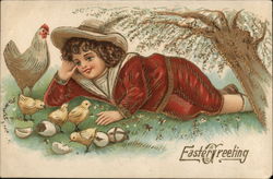 Easter Greeting With Children Postcard Postcard