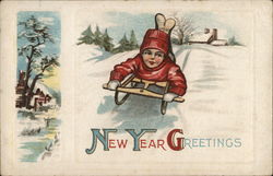 New Year Greetings Postcard