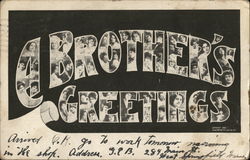 A Brother's Greetings Faces in Letters Postcard Postcard