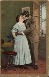 Man and Woman Kissing Couples Postcard Postcard