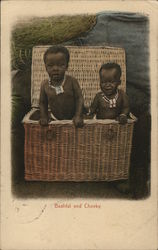 Bashful and Cheeky (Children in Basket) South Africa Postcard Postcard