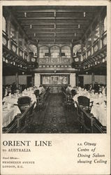 S. S. Otway, Centre of Dining Saloon Showing Ceiling, Orient Line to Australia Interiors Postcard Postcard