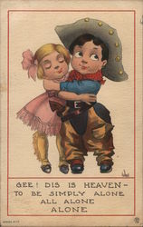 Little Cowboy and Little Girl Comic, Funny Postcard Postcard