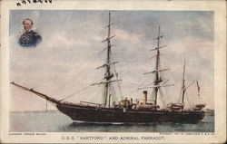 USS Hartford and Admiral Farragut Boats, Ships Postcard Postcard