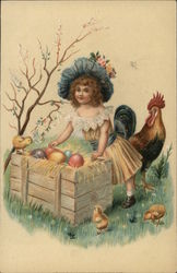 Little Girl in Blue Bonnet Postcard