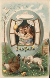 Easter With Children Postcard Postcard