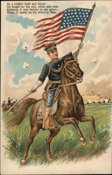 Soldier on Horseback Patriotic Postcard Postcard