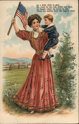 Mother and Son Patriotic Postcard Postcard