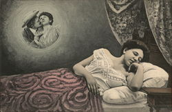 Woman Sleeping and Dreaming of a Man Women Postcard Postcard