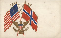 Golden Eagle Holding an American Flag and a Norwegian Flag Flags Postcard Postcard