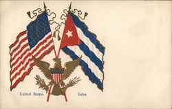 United States and Cuban Flags Postcard Postcard