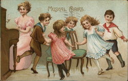 Musical Chairs Game, Piano Pianos Postcard Postcard Postcard