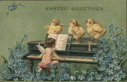 Easter Greetings Pianos Postcard Postcard