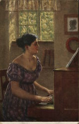 Woman Playing Piano Postcard