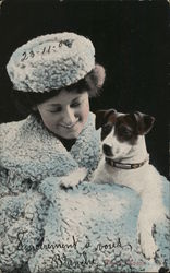 Delia Mason with Dog Actresses Postcard Postcard