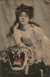 Evelyn Nesbit with Tiger Head Postcard