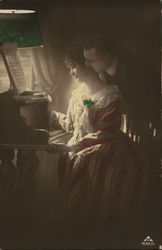 Couple at Piano Postcard