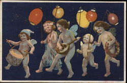 Cherubs playing music Postcard