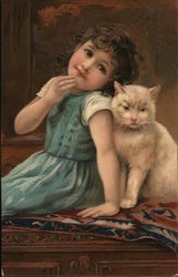 Little Girl & Cat Postcard