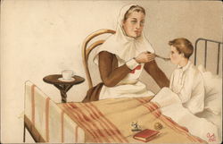 1901 Nurse Giving a Child Medicine - Russian Red Cross Postcard