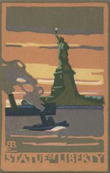 Rare 1916 Art Deco Statue of Liberty Artist Signed Postcard Postcard